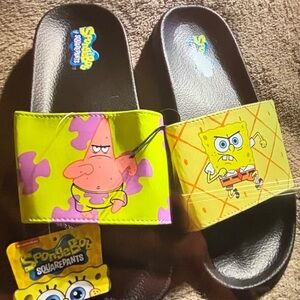 SpongeBob SquarePants men’s  Slide Sandals - Black and Yellow. Size 10 NWT